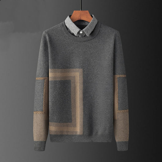 Suéter Falso Dos Piezas para Hombre con Cuello de Camisa - Image 8