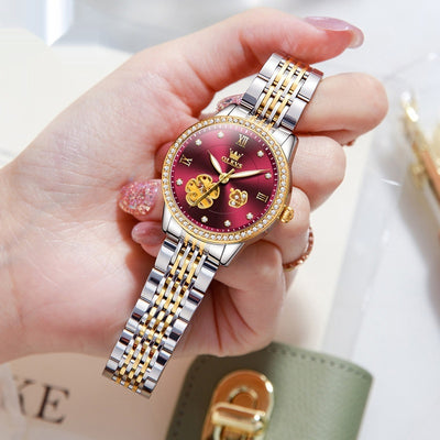 Reloj Mecánico Hueco para Mujer Acero Inoxidable Resistente al Agua - Image 5