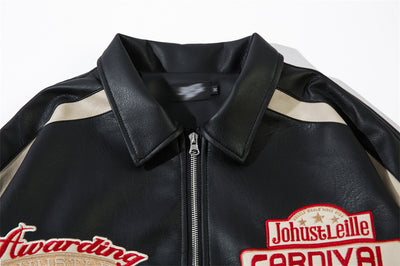 Chaqueta de Cuero Suelta con Letras Bordadas Estilo Europeo Americano - Image 13