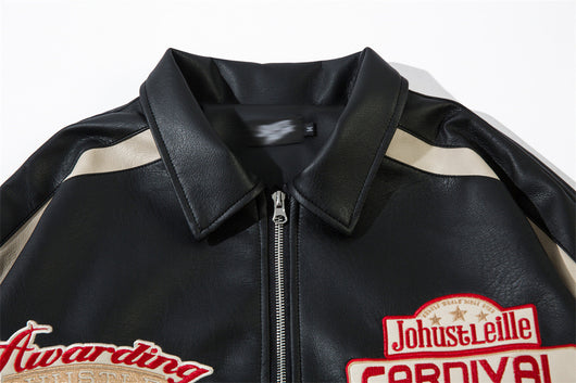 Chaqueta de Cuero Suelta con Letras Bordadas Estilo Europeo Americano - Image 13