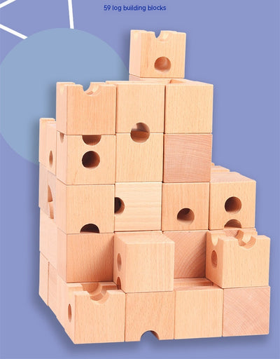 Juego de Construcción de Pistas de Canicas con Tubos de Madera - Image 2