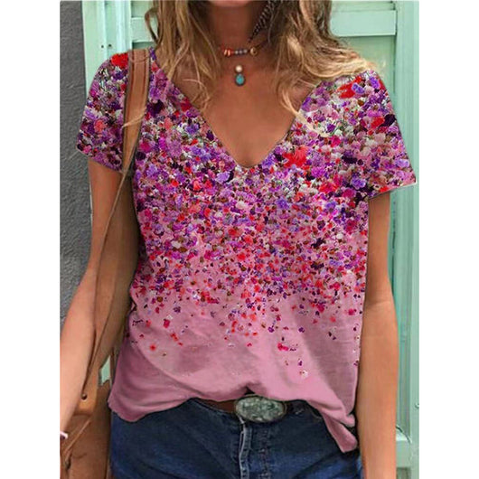 Blusa Estampada Cuello V Manga Corta - Image 6