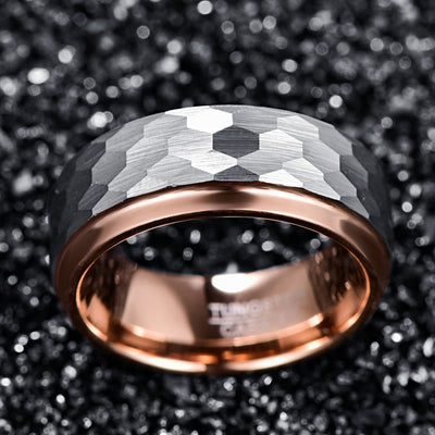Anillo de Acero Tungsteno Chapado en Oro Rosado para Hombre - Image 5