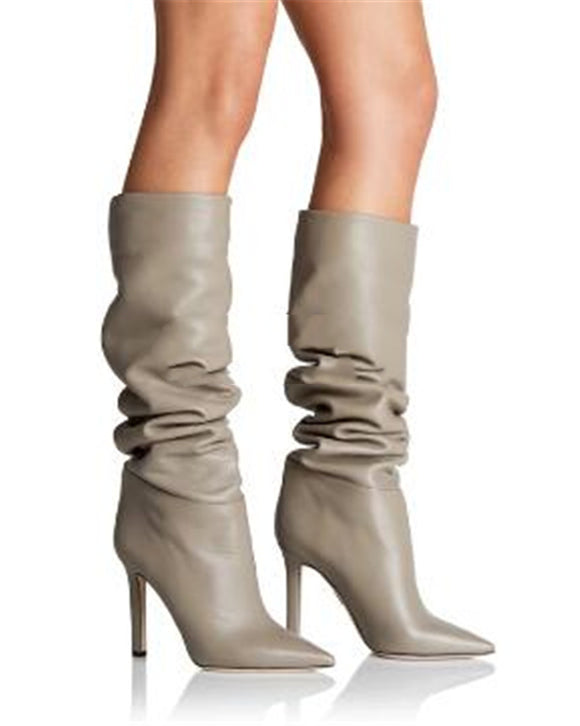 Botas Altas Over The Knee con Tacón Cuña y Punta Afilada - Diseño Textura Lychee