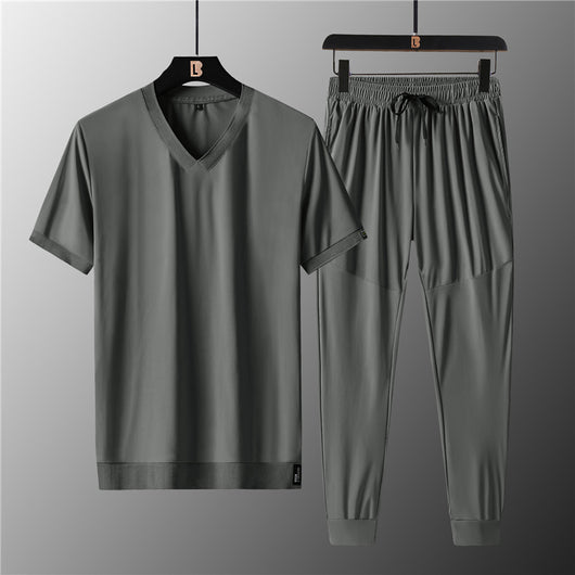 Camiseta Deportiva Hombre Talla Grande Cuello V Seda de Hielo Manga Corta - Image 11