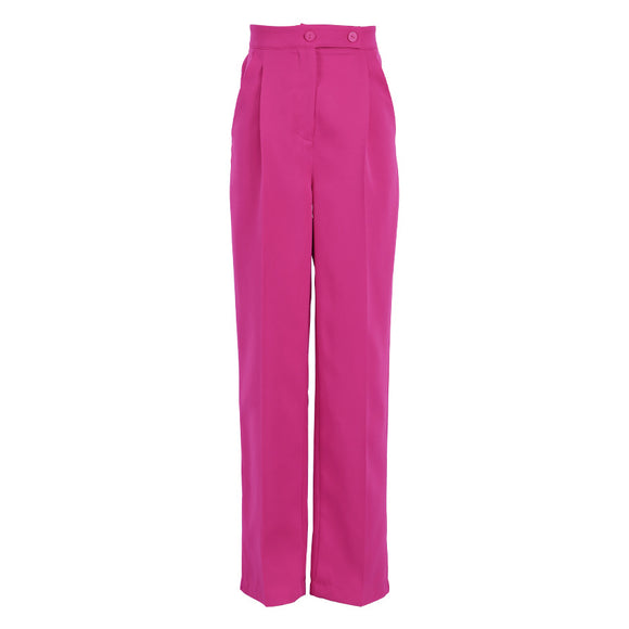 Pantalón de Traje Recto Cintura Alta Slim para Mujer