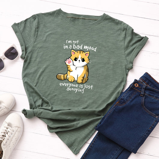Camiseta Básica de Algodón para Mujer - Cuello Redondo Manga Corta - Image 8