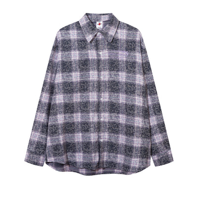 Camisa de Cuadros Manga Larga con Efecto Desgastado para Hombre