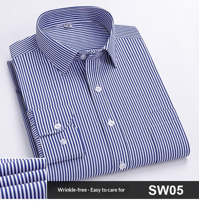 Camisa de Trabajo Manga Larga a Rayas Azules para Hombre - Image 25