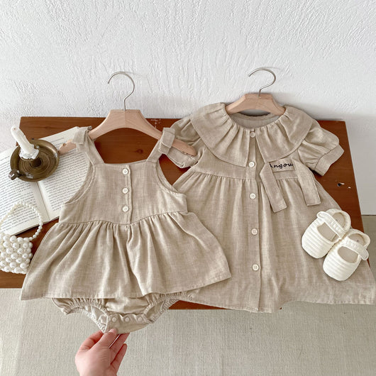 Vestido Romper para Bebé de Algodón y Lino con Cuello Bebé - Image 10