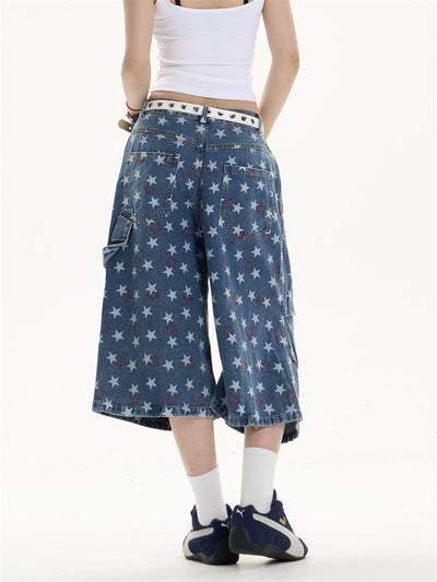 Pantalón Denim Estampado Crop Ancho y Suelto - Image 16