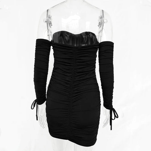 Vestido Bandage Ajustado Hombros Descubiertos Manga Larga para Fiesta - Image 10