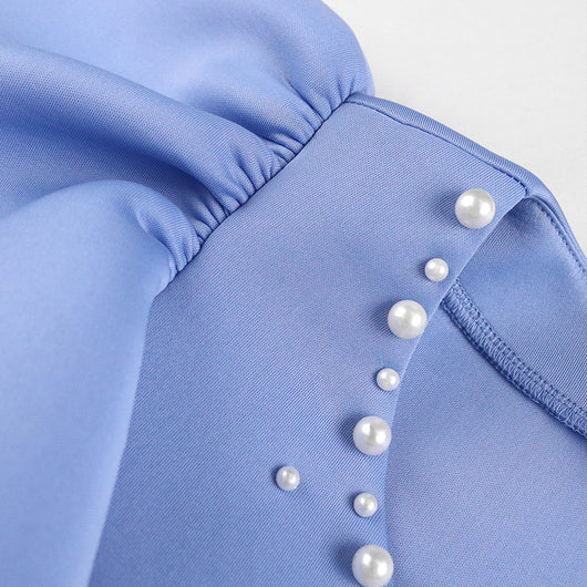 Blusa Elegante Talla Grande con Cuello en V, Mangas Fruncidas y Detalles Brillantes - Image 10
