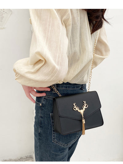 Bolso Crossbody Cuadrado Pequeño con Cadena y Detalle de Borla - Diseño Bicolor Elegante - Image 25