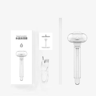 White and clear USB portable desktop humidifier with a small night light, featuring a compact design. - Image 8