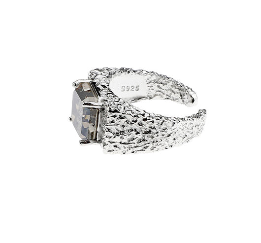 Anillo de Plata 925 con Circón y Superficie Texturizada - Ajustable - Image 11