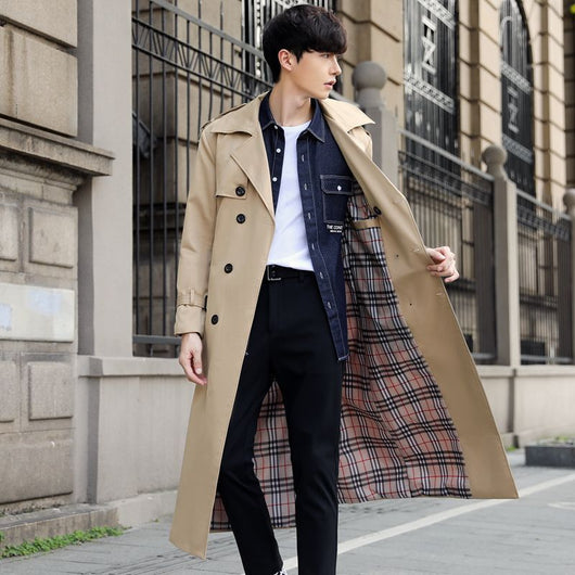 Abrigo Trinchera Slim Fit Largo para Hombre Estilo Británico - Image 2