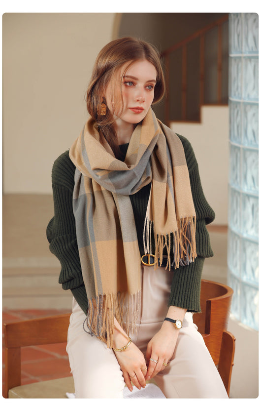 Bufanda de Cashmere Artificial Gruesa y Cálida con Flecos - Image 17