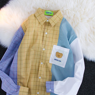 Camisa Cuadriculada Unisex con Contraste de Costuras de Diseño - Image 13