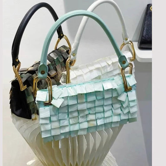 Bolso Cuadrado para Mujer en Concha de Fritilaria Natural - Image 6