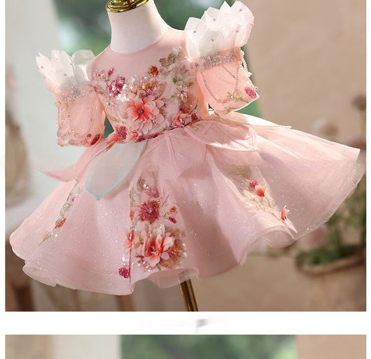 Vestido de Princesa Lujo Asequible para Fiestas de Cumpleaños Infantiles - Image 10