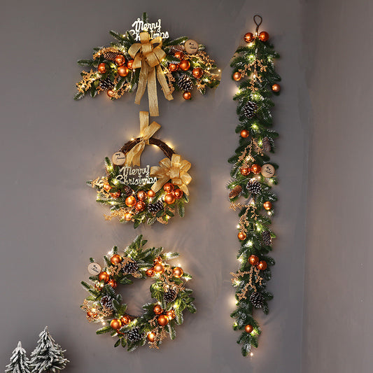 Guirnalda Navideña de Ratán con Cuerno - Decoración Colgante para Puerta y Pared