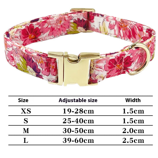 Collar Correa para Perro Mediano y Grande con Letras Personalizadas y Diseño Floral Metálico - Image 2