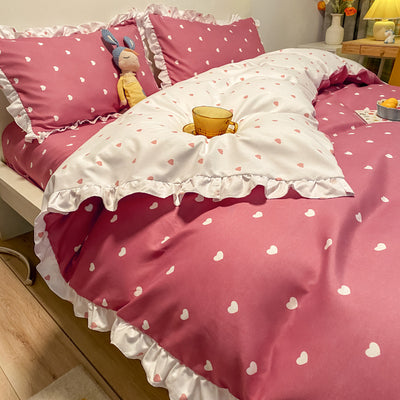 Juego de Cama Princesa de Tres Piezas con Motivo de Corazones para Niñas - Image 30