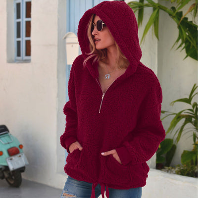 Suéter Pullover Holgado de Felpa Color Sólido para Mujer - Image 14