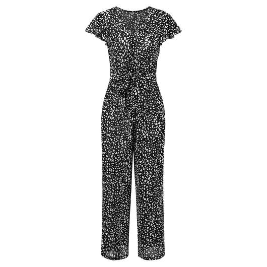 Jumpsuit Elegante de Gasa Floral con Escote V y Pantalón Ancho - Image 6