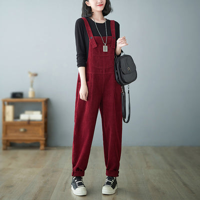 Overol Rojo Holgado para Mujer - Estilo Casual Moderno - Image 4