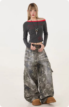 Jeans Cargo Camuflaje Retro Americano para Mujer - Image 11