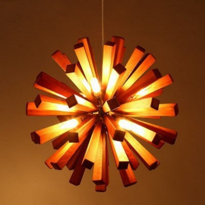Lámpara Colgante Nórdica de Madera Maciza - Diseño Artístico Versátil