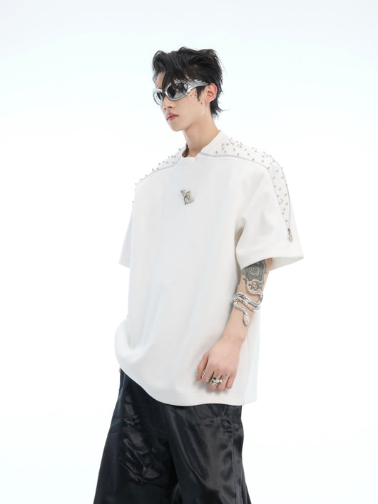 Blusa Corta Elegante con Cierre de Strass y Diseño Metálico - Image 5