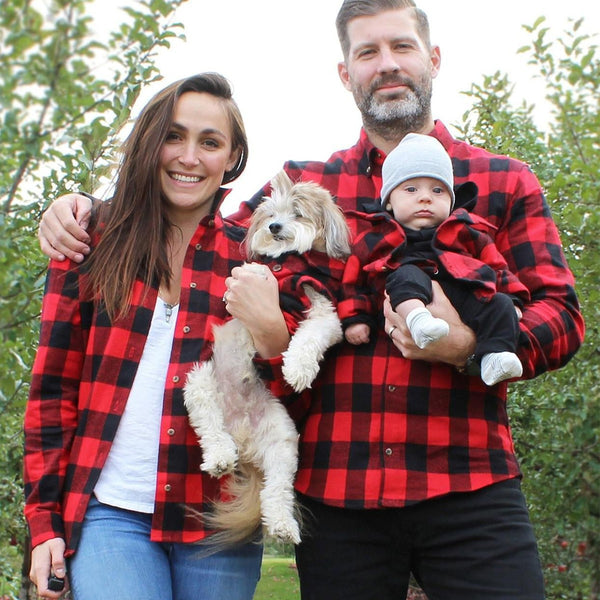 Camisa Cuadros Roja Cuello Mao Suelta Abotonadura Simple