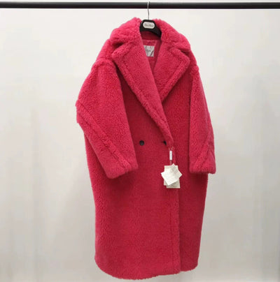 Abrigo Largo de Alpaca y Lana Rosa para Mujer - Image 22