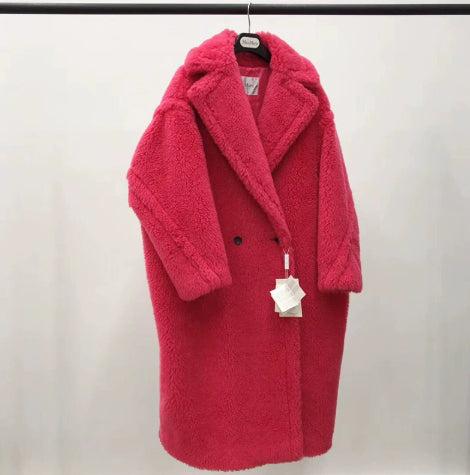 Abrigo Largo de Alpaca y Lana Rosa para Mujer - Image 22