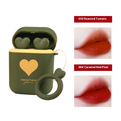 Estuche Portátil para Audífonos con Diseño Cartoon y Labial Mate - Image 8