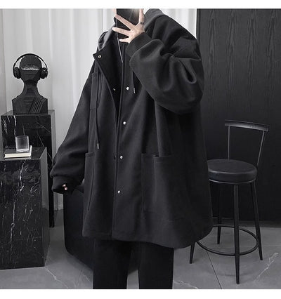 Abrigo de Lana Acolchado con Capucha para Hombre - Largo Medio - Image 12