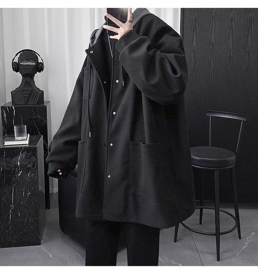 Abrigo de Lana Acolchado con Capucha para Hombre - Largo Medio - Image 12