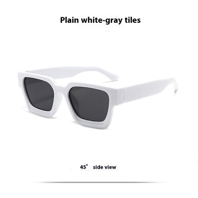 Olive green rectangular sunglasses with dark gray lenses, featuring a thick, modern frame design. - Image 20