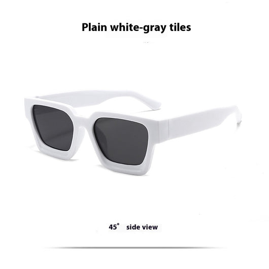 Olive green rectangular sunglasses with dark gray lenses, featuring a thick, modern frame design. - Image 20