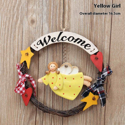 Placa Decorativa de Bienvenida en Madera con Guirnalda para Puerta - Image 7