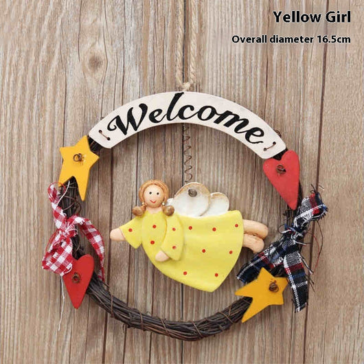 Placa Decorativa de Bienvenida en Madera con Guirnalda para Puerta - Image 7