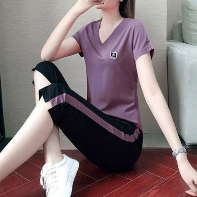 Conjunto Deportivo Mujer Seda de Hielo Manga Corta Dos Piezas - Image 15
