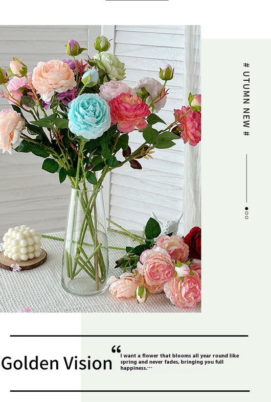 Flores Artificiales de Peonía y Rosa Premium para Decoración del Hogar - Image 22
