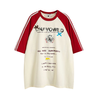 Camiseta Holgada con Letras para Hombre - Manga Corta