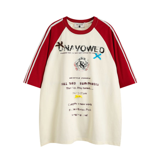 Camiseta Holgada con Letras para Hombre - Manga Corta