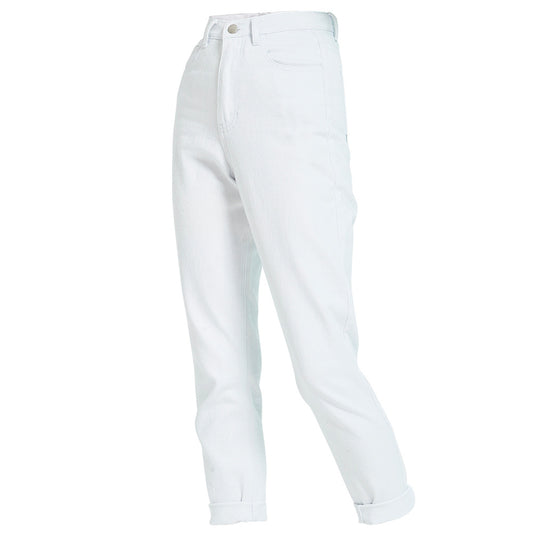 Jeans Blancos de Cintura Alta y Pierna Recta para Mujer - Cómodos y Versátiles