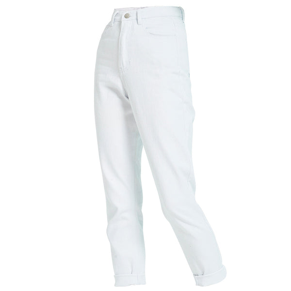 Jeans Blancos de Cintura Alta y Pierna Recta para Mujer - Cómodos y Versátiles